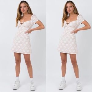 Princess Polly Shelly Mini Dress Beige Tan Floral Print